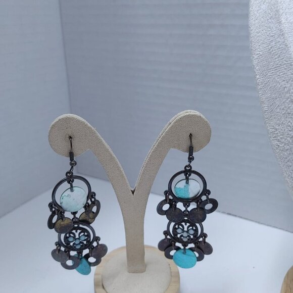 5/$100 Southwestern Style Jewelry Set Blue Faux Pearl Drop Necklace & Earrings - Picture 5 of 9